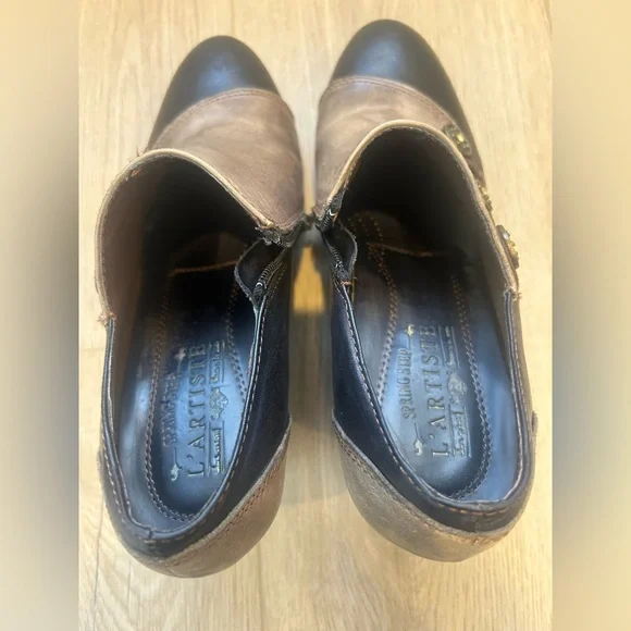 Spring Step L’Artiste “Green Tea” Victorian Style Two Tone Booties 39 steam punk - Picture 11 of 12